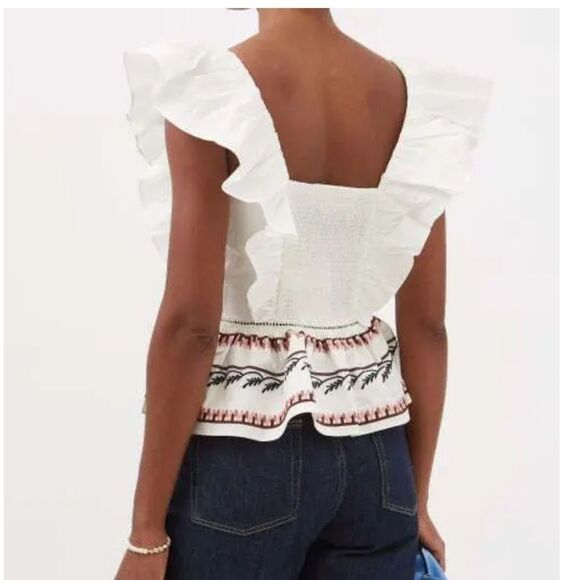 LUG VON SIGA Jade Peplum-Hem Floral Embroidered Top - Picture 2 of 6